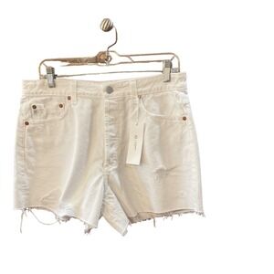 AG Adriano Goldschmied Alexxis High-Rise Wedgie White Denim Shorts 30 NWT